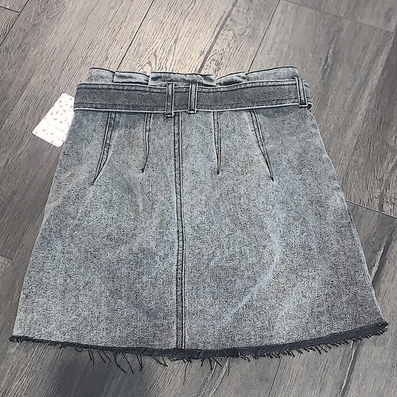 NWT Free People East of Eden Tie Waist Denim Skirt Washed Black Size 26 - Picture 8 of 13